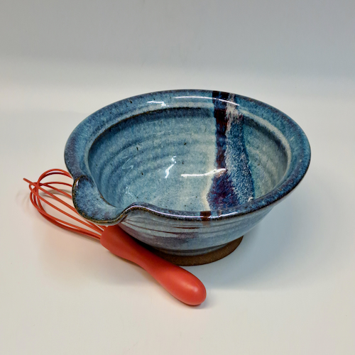 #230737 Mixing Bowl with Spout Blue/Red/White $16.50 at Hunter Wolff Gallery
